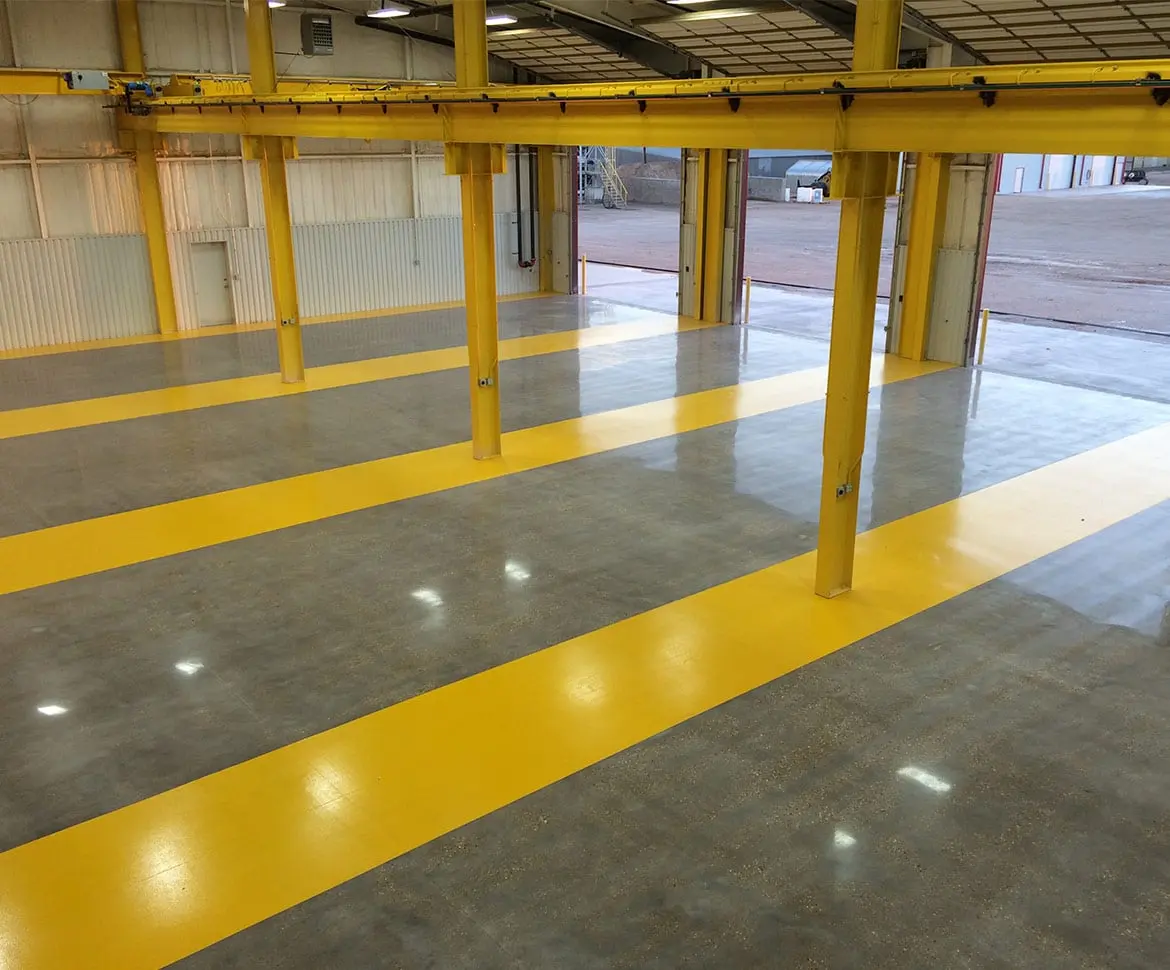 Public institution corridor with durable epoxy floor coating